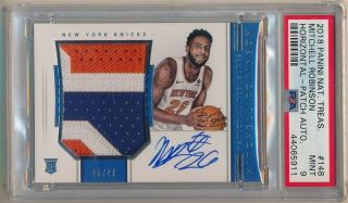 Mitchell Robinson 2018/19 National Treasures Rc Auto 3 Color Patch Sp /49 Psa 9