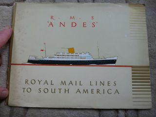 Royal Mail Lines Line Cruise Rms Andes 1956 Brochure Tv Film Set