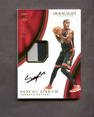 2016 - 17 Immaculate Pascal Siakam Rpa Rc Rookie Patch Auto 72/99 Raptors