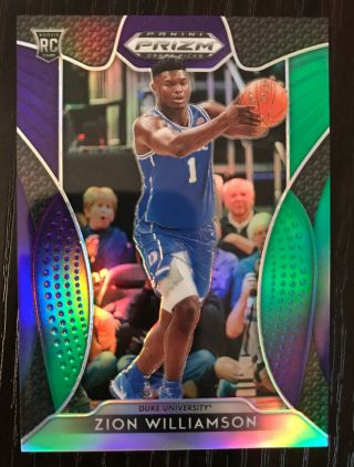 Zion Williamson 2019 - 20 Prizm Draft Picks Duke 64 Purple Green /199 Rc Rookie