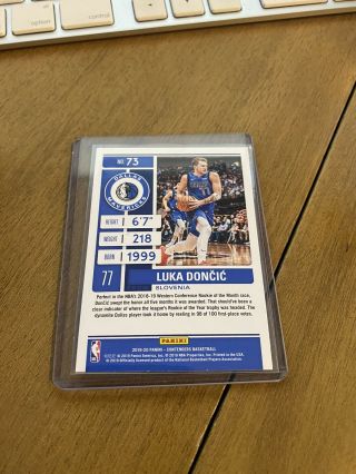 2019 - 20 Contenders Season Ticket Base 73 Luka Doncic Error 1/1 No Name? 2