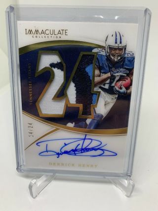 2016 Immaculate Derrick Henry Rookie Numbers Auto Patch Sp 14/24 Jersey Wow