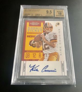 2012 Panini Contenders Kirk Cousins Rookie Auto Rc 155a Bgs 9.  5/10 Vikings