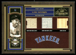 2004 Timeless Treasures Lou Gehrig Game H&a Triple Jersey & Bat D /25