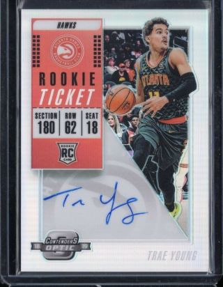 2018 - 19 Panini Contenders Optic Trae Young Sp Rookie Rc Silver Auto