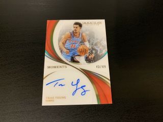2018 - 19 Trae Young Immaculate Moments Auto Rc /49
