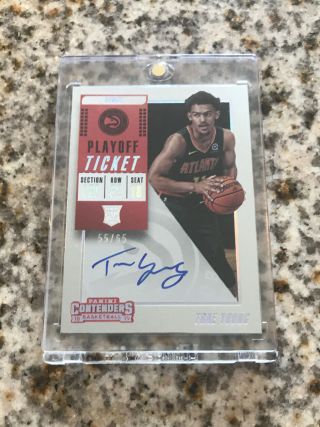 2018 - 19 Panini Contenders Trae Young Rc Auto Playoff Ticket /65