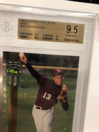 1992 Classic 4 Sport Gold /9500 Derek Jeter BGS 9.  5 W 10 Surface And 3 9.  5 Subs 3