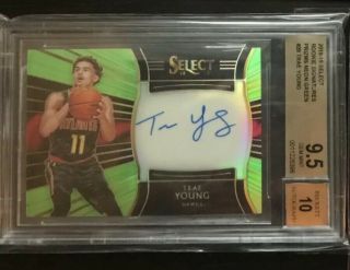 2018 - 19 Panini Select Trae Young /99 Green Prizm Auto Rookie Bgs 9.  5/10 Gem