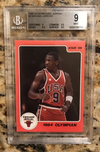 Michael Jordan 1986 Star 3 1984 Usa Olympian Rc Beckett 9 Bulls Hof Rare