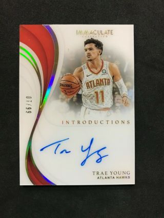 2018 - 19 Immaculate Trae Young Introductions Acetate Auto Rc 7/99 Hawks