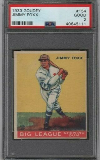 1933 Goudey 154 Jimmy Foxx Psa 2 Good