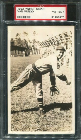 1933 Worch Cigar Van Lingle Mungo Brooklyn Dodgers Psa 4 Highest Graded