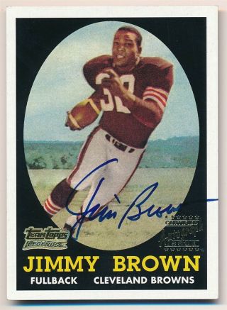 Jim Brown 2001 Topps Team Topps 1958 Rc Rookie Reprint On Card Autograph Sp Auto
