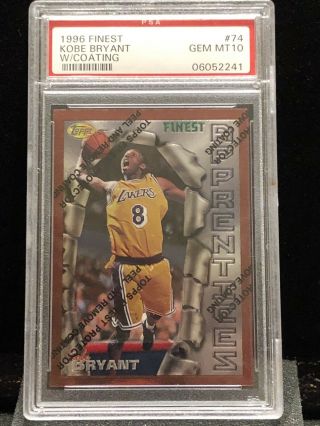 Psa 10 Kobe Bryant 1996 - 97 Topps Finest W/ Coating 74 Gem