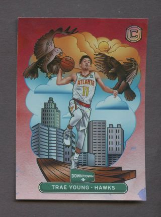 2018 - 19 Cornerstones Trae Young Hawks Rc Downtown Case Hit Sp 12