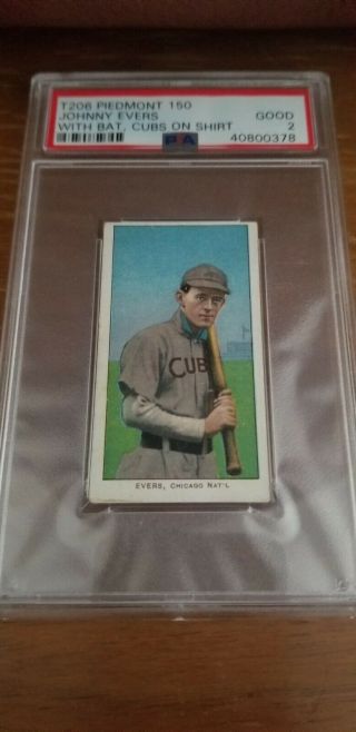 1909 - 1911 T206 Johnny Evers Chicago Cubs Hof Psa 2 Crease -