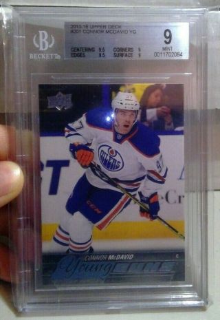 2015 - 16 Upper Deck Connor Mcdavid Young Guns Rookie Rc Bgs 9.  5 Off A 9.  5