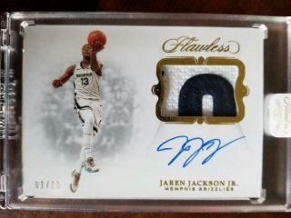 2018 - 19 Flawless Jaren Jackson Jr Gold Rookie Patch Auto 1/10 First One 1/1