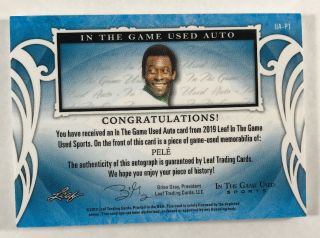 Pele AUTO 2019 Leaf In The Game Sports Jersey Autograph 1/3 2