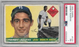 Sandy Koufax Brooklyn Dodgers 1955 Topps Rc Rookie 123 Psa 1 Pr Poor