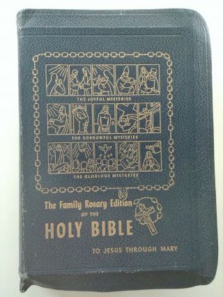 The Family Rosary Edition Of The Holy Bible To Jesus Through Mary 1953 Leather