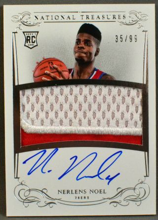 13 - 14 Panini National Treasures Nerlens Noel Rc Rookie Jersey Patch Auto 35/99