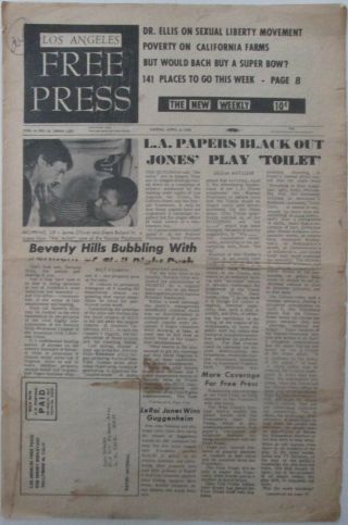 Los Angeles Press.  Apr 1965.  Counterculture Underground Newspaper Leroi Jones