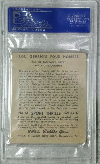 Lou Gehrig 1948 Swell Sport Thrills PSA 2 Yankees Legend 2