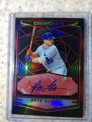 Pete Alonso 2019 Panini Chronicles Obsidian Red Auto 16/25 Rc Rookie Autograph