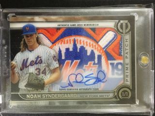 2019 Topps Tribute Noah Syndergaard Team Logo Prime Patch Auto 1/1