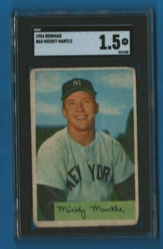 1954 Bowman Mickey Mantle Baseball Card Sgc 1.  5 Fair 65 York Yankees