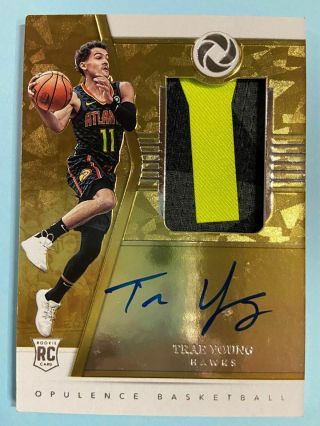 2018 - 19 Panini Opulence Trae Young Rc Rookie Autograph Auto Relic Patch 54/79