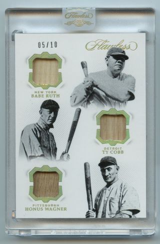 2019 Panini Flawless Triple Legends Relics Babe Ruth,  Ty Cobb,  Honus Wagner 5/10
