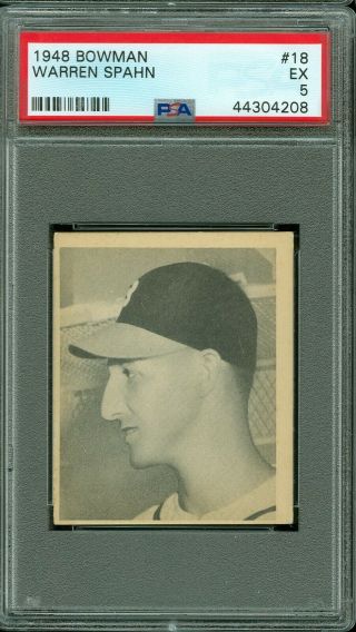 1948 Bowman Baseball 18 Warren Spahn Rc Psa 5