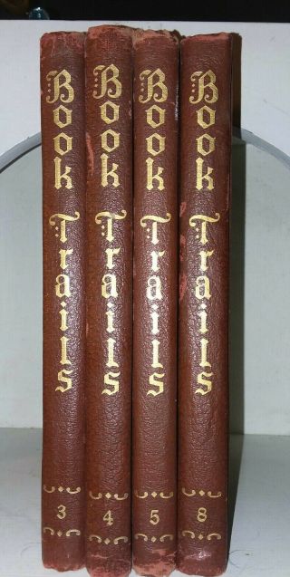 Vtg Book Trails On The Highroad To Adventure 4 Vol.  3,  4,  5,  8 1946 Childrens