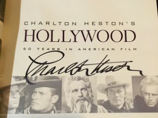 CHARLTON HESTON Actor Hand Signed In Ink Autographed “Hollywood” Book HCDJ 3