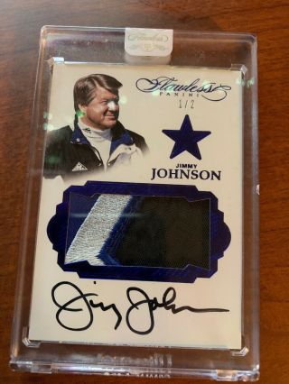 2016 Panini Flawless Jimmy Johnson 3 Color Patch Auto 1/2 Coach Cowboys