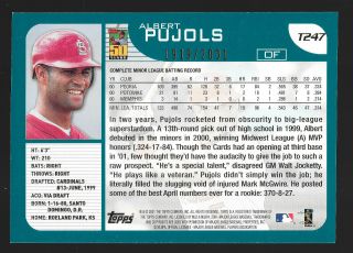 2001 Topps Traded Gold T247 Albert Pujols Cardinals RC Rookie HOF Limited /2001 2