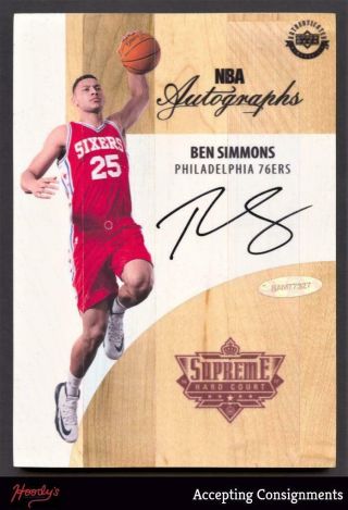 2016 - 17 Upper Deck Supreme Hard Court 5x7 Ben Simmons Autograph Auto Sixers Rc