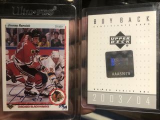 2004 - 04 Ud Buyback Jeremy Roenick Rc Auto /14 Upper Deck 1990 - 91 Autograph Sp