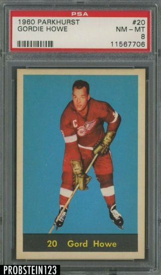 1960 Parkhurst Hockey 20 Gordie Howe Detroit Red Wings Hof Psa 8 Nm - Mt