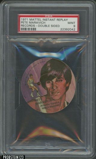 1971 Mattel Instant Replay Records Double Sided W/ Pete Maravich Hof Psa 9