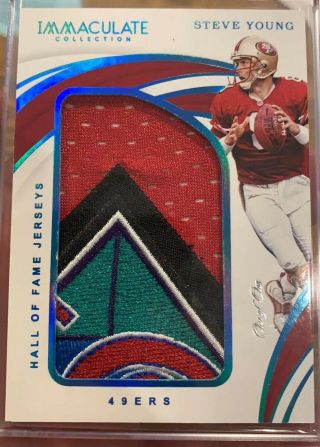 2019 Panini Immaculate Fotl Steve Young Jumbo Hall Of Fame Jersey Patch Ssp 1/1