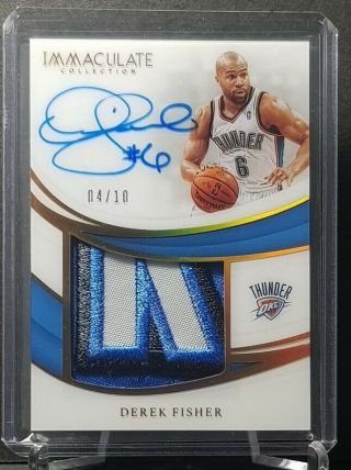 Derek Fisher 2018 - 19 Panini Immaculate Patch Auto Gold /10