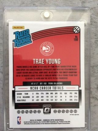 2018 - 19 Trae Young Donruss Optic HOLO RC ROOKIE 2