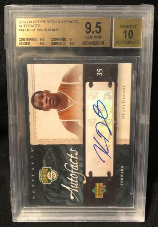 2007 - 08 Ud Artifacts Kevin Durant Rc Rookie Autofacts Auto 10 Graded Bgs 9.  5