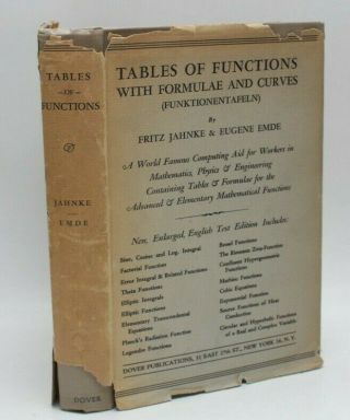 Tables Of Functions With Formulae And Curves By Jahnke & Emde 1943 Dj German/eng