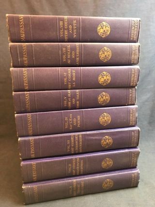 1903 Set Of 8 Selections From The Writings Of Guy De Maupassant Purple Review Co