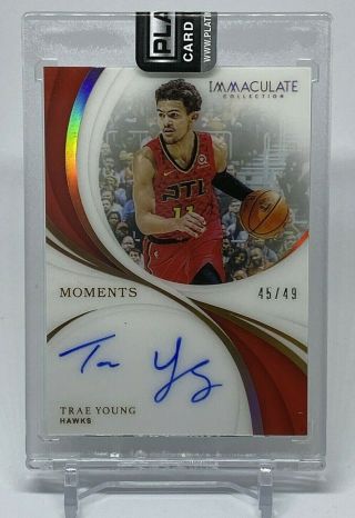2018 - 19 Panini Immaculate Trae Young Autograph 45/49 Immaculate Moments Hawks